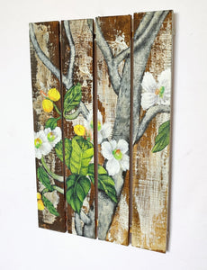 Home Decor: EXQUISITE WALL HANGING DECOR: Beautiful Hand Painted Flowers on Wooden panels.