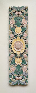 Home Decor: Wall Hanging Accent. Intricately Hand crafted wooden panel with tropical floral motifs.