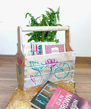 Home Decor. Furniture. Hand Painted and Hand crafted Magazine holder with Lotus motifs.