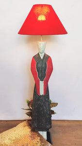 Home Decor: Floor Lamp. Wooden Handcrafted Vietnamese Farmer Lamp. Ht 45".