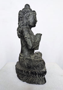 Home Decor: Beautiful stone sculpture of Goddess Prajnaparamita sitting in a lotus position.