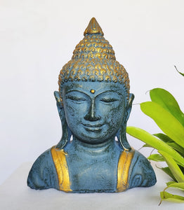 Home Decor Table - Outdoor idol. Lord Buddha Bust Carved in Stone. "Smiling Buddha" 