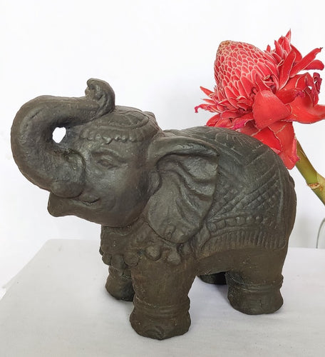 Home Decor Sculpture. Cute carved stone elephant statue. 