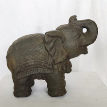 Home Decor Sculpture. Cute carved stone elephant statue. "Trumpeting Elephant".