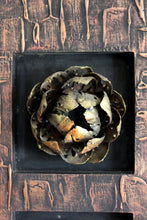WALL ART/DECOR: EXQUISITE THREE PIECE METAL LOTUS FLORAL WALL ART PANEL WITH TEALIGHT CANDLE HOLDER.